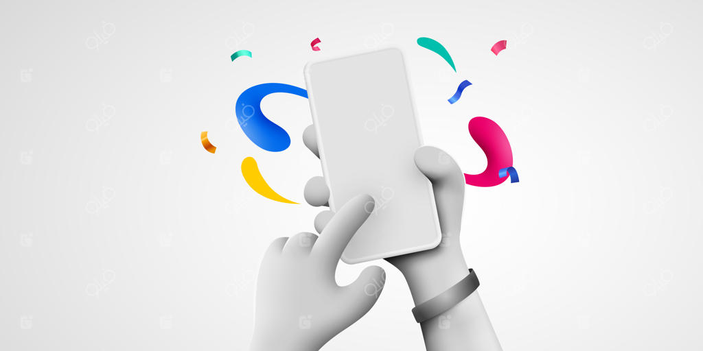 نگه داشتن گوشی با دو دست و نمایش رنگ در صفحه با لمس انگشت