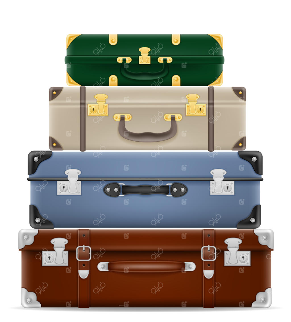 چمدان‌های مسافرتی روی زمینه سفید