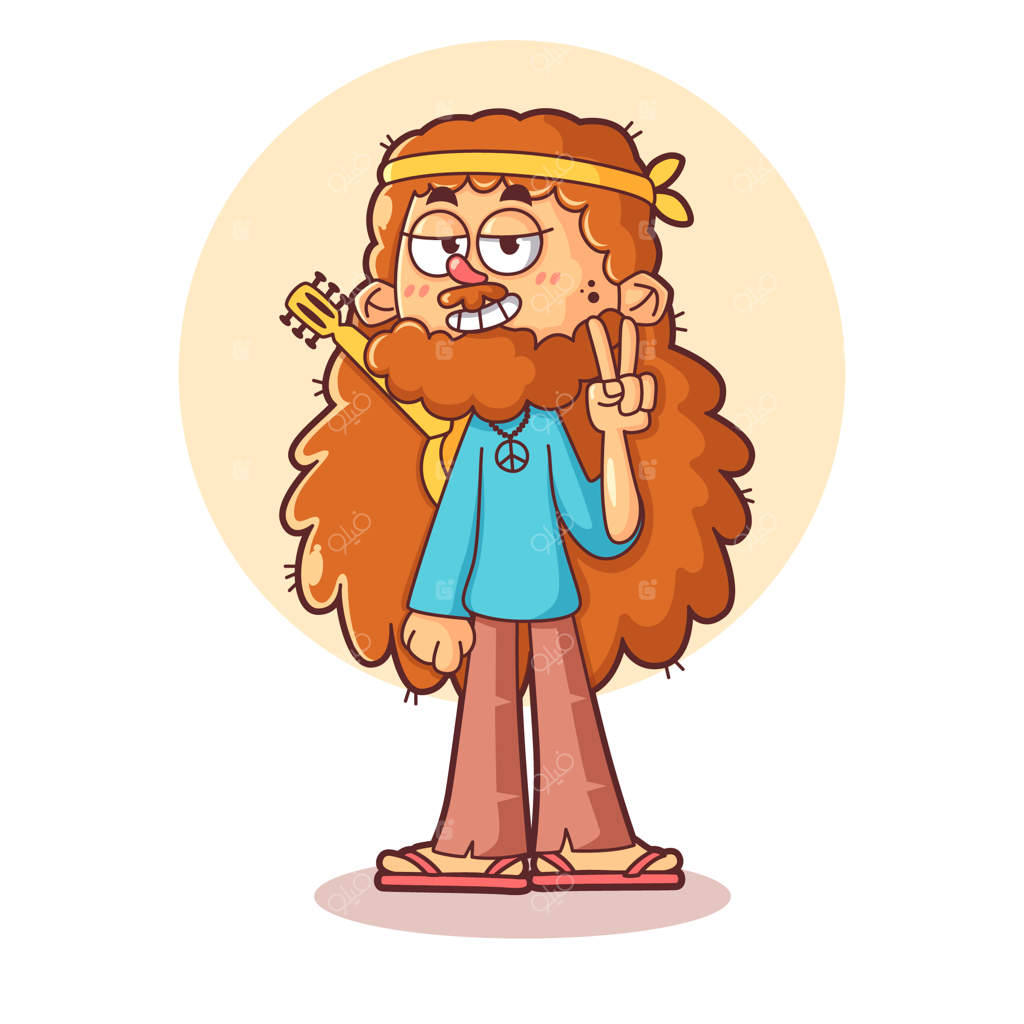 تصویر کارتونی هیپی با طراحی دستی