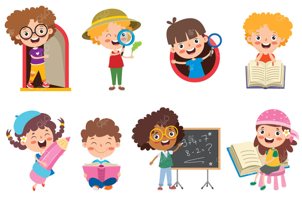 کودک شاد در حال درس خواندن و یادگیری