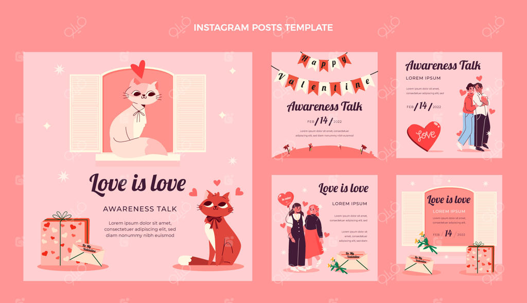 مجموعه پست‌های اینستاگرام ولنتاین مینیمال