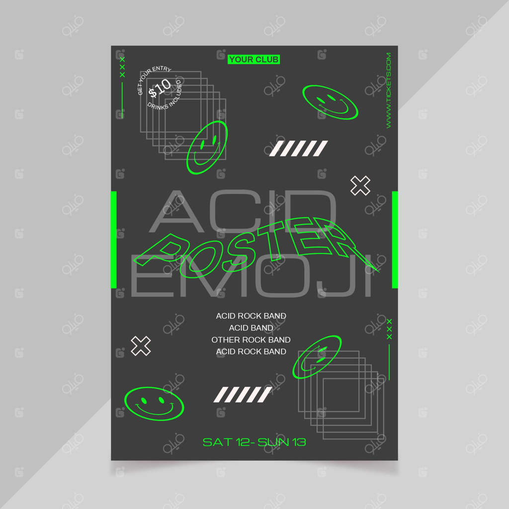قالب پوستر ایموجی اسید تخت