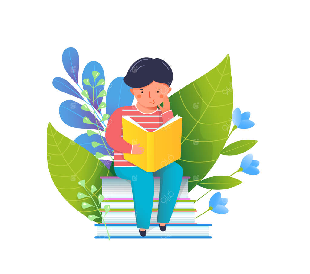 پسر کوچکی که کتاب می‌خواند (تصویرسازی)