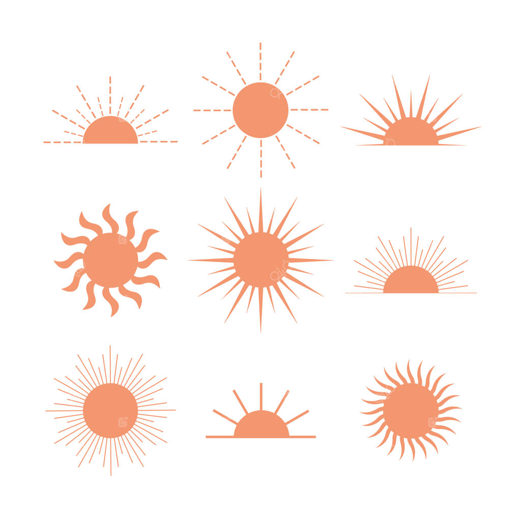 مجموعه‌ای از آیکون‌های مختلف خورشید