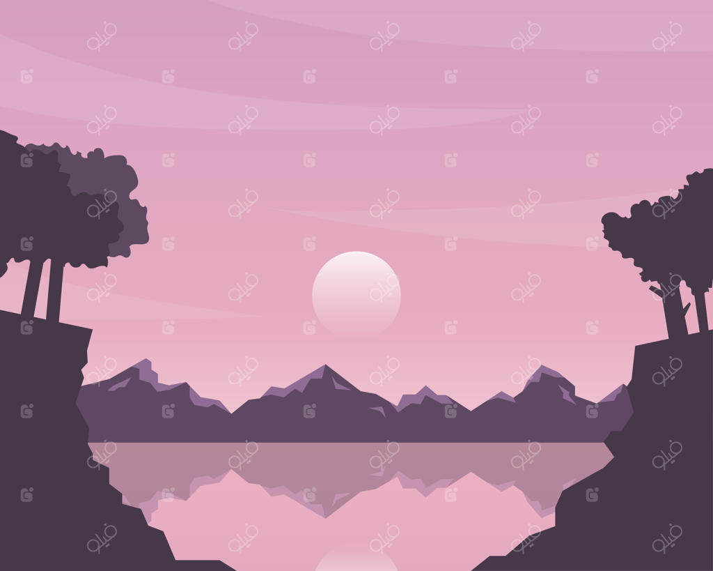 چشم‌انداز طبیعت با کوه، خورشید و آسمان؛ نمایی از سایه‌ها