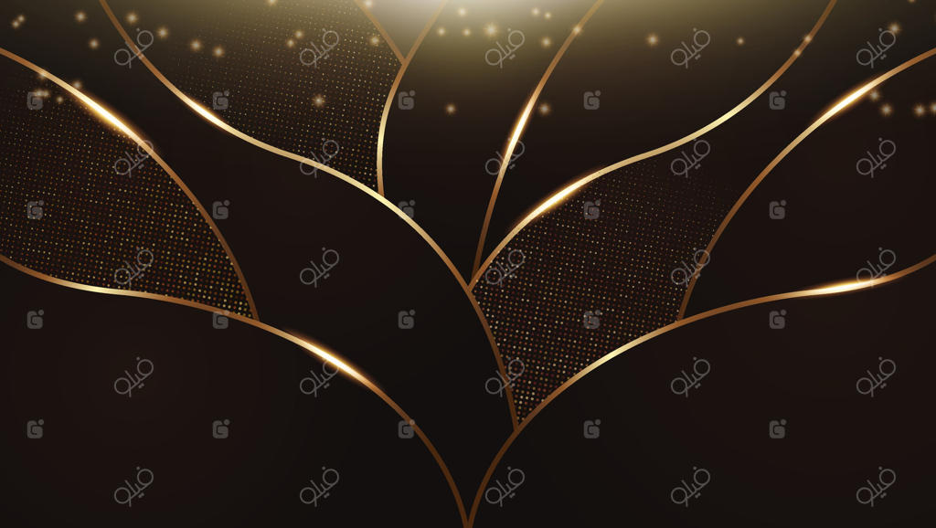 پس‌زمینه شیک و لوکس با طلایی و نقش‌های موج انتزاعی