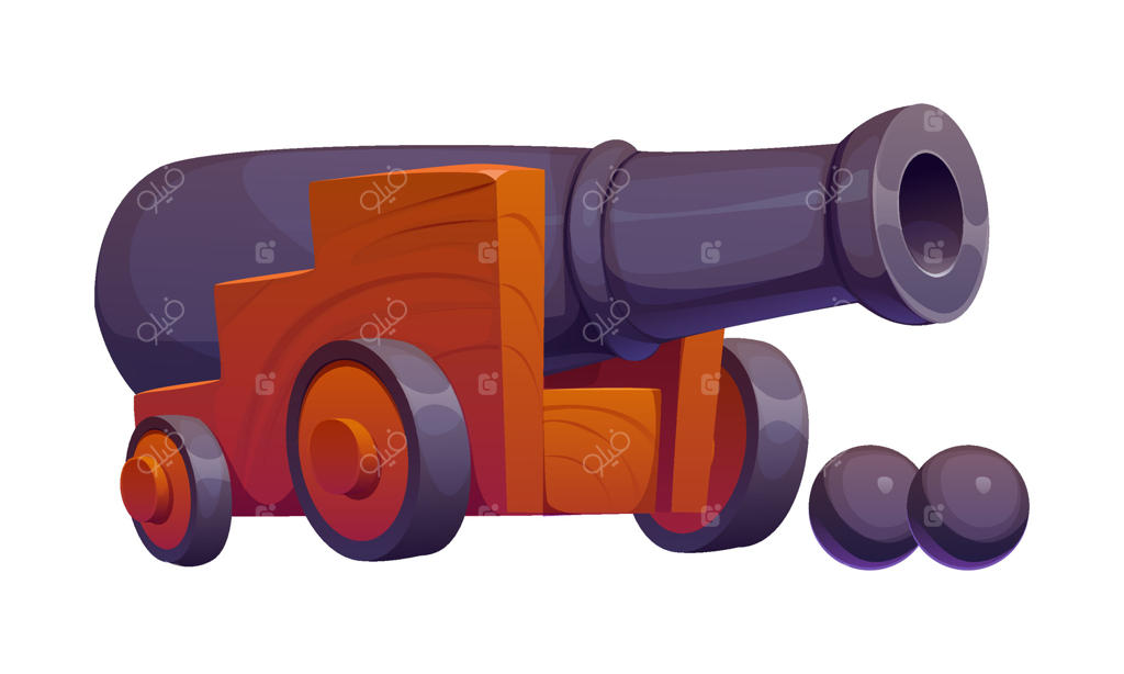 توپ دزدان دریایی کارتونی با گلوله‌های توپ