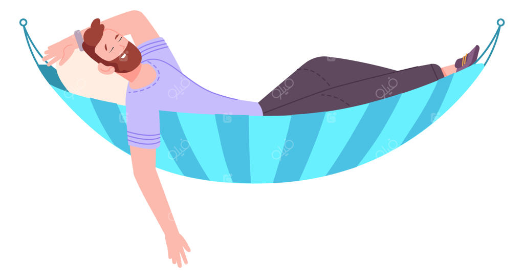 مرد آرام در حال خواب در ننو