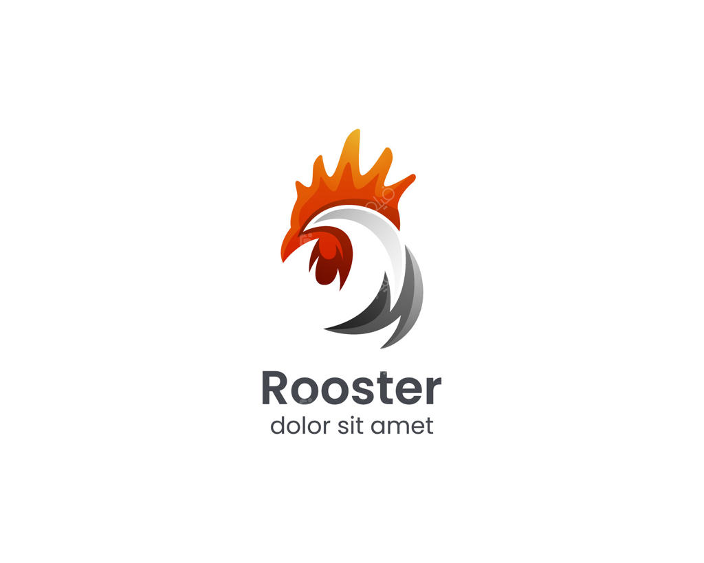 قالب لوگو انتزاعی خروس قرمز رنگارنگ