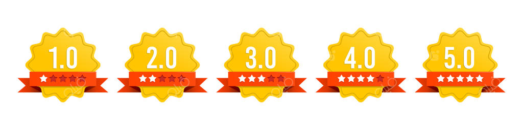 مجموعه نشان‌های طلایی با روبان قرمز و ستاره‌های رتبه‌بندی؛ نماد بازخورد و کیفیت ممتاز (وکتور)