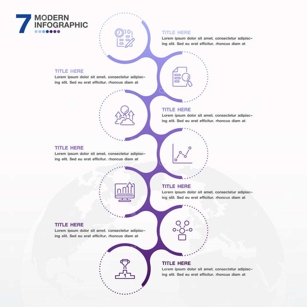 طراحی اینفوگرافیک فرآیند با آیکون و ۷ گزینه یا مرحله