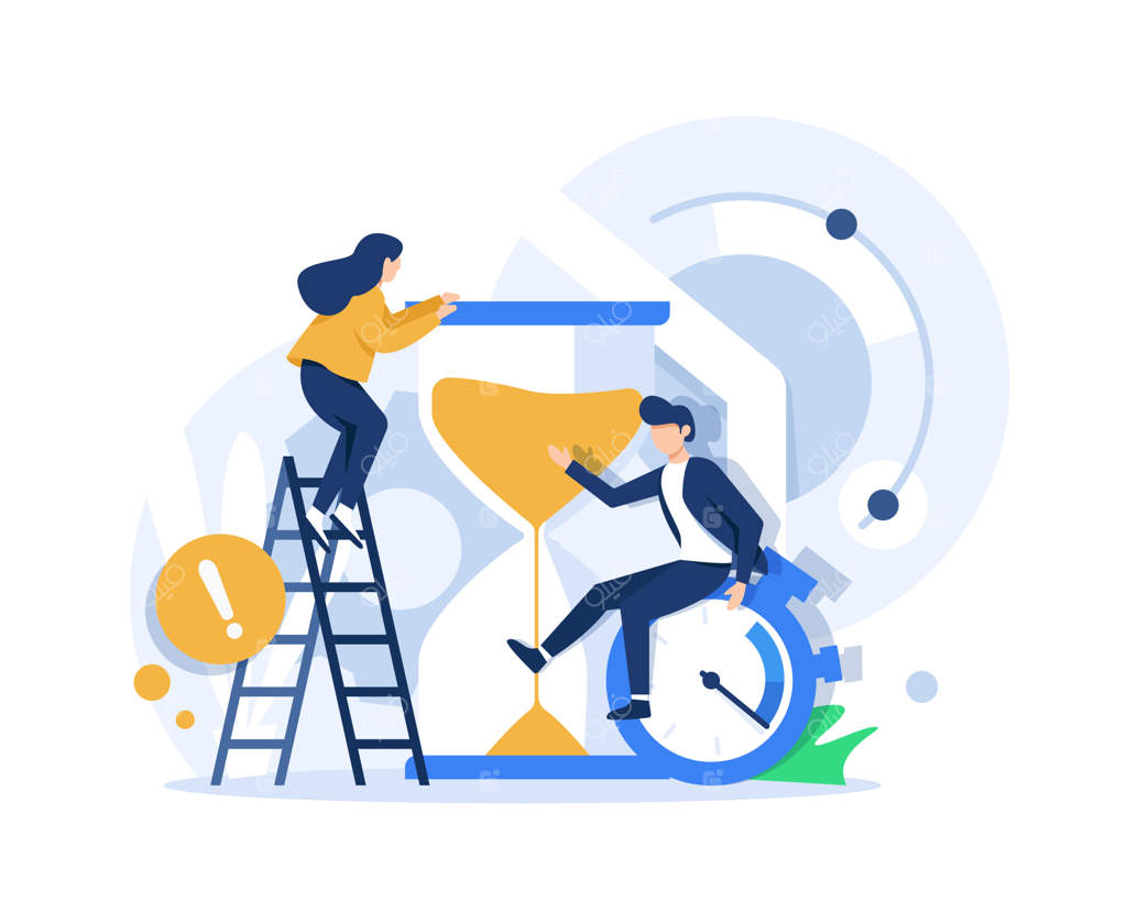 مفهوم مدیریت زمان و برنامه‌ریزی مهلت کسب‌وکار با ساعت شنی و تاجر