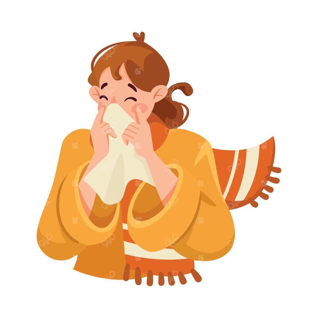 تصویر شخصیت زن بیمار با آبریزش بینی