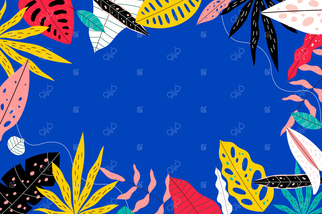 پس‌زمینه تخت تابستانی و استوایی با گیاهان