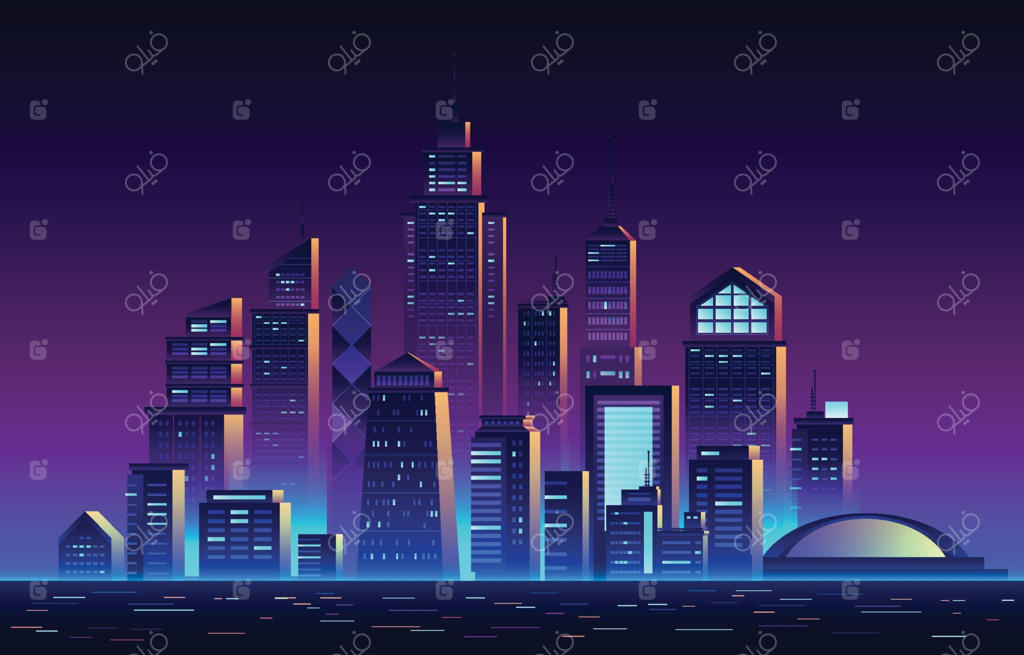 پس‌زمینه خط افق شهر آینده‌گرا