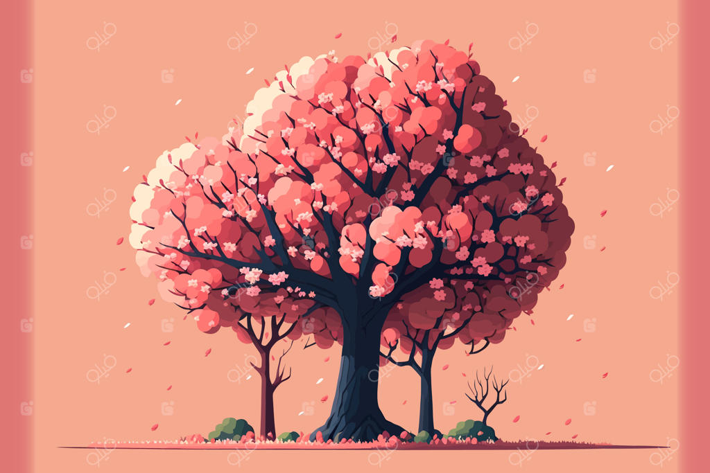 پس‌زمینه بهاری با تصویر درختان شکوفه‌ی گیلاس