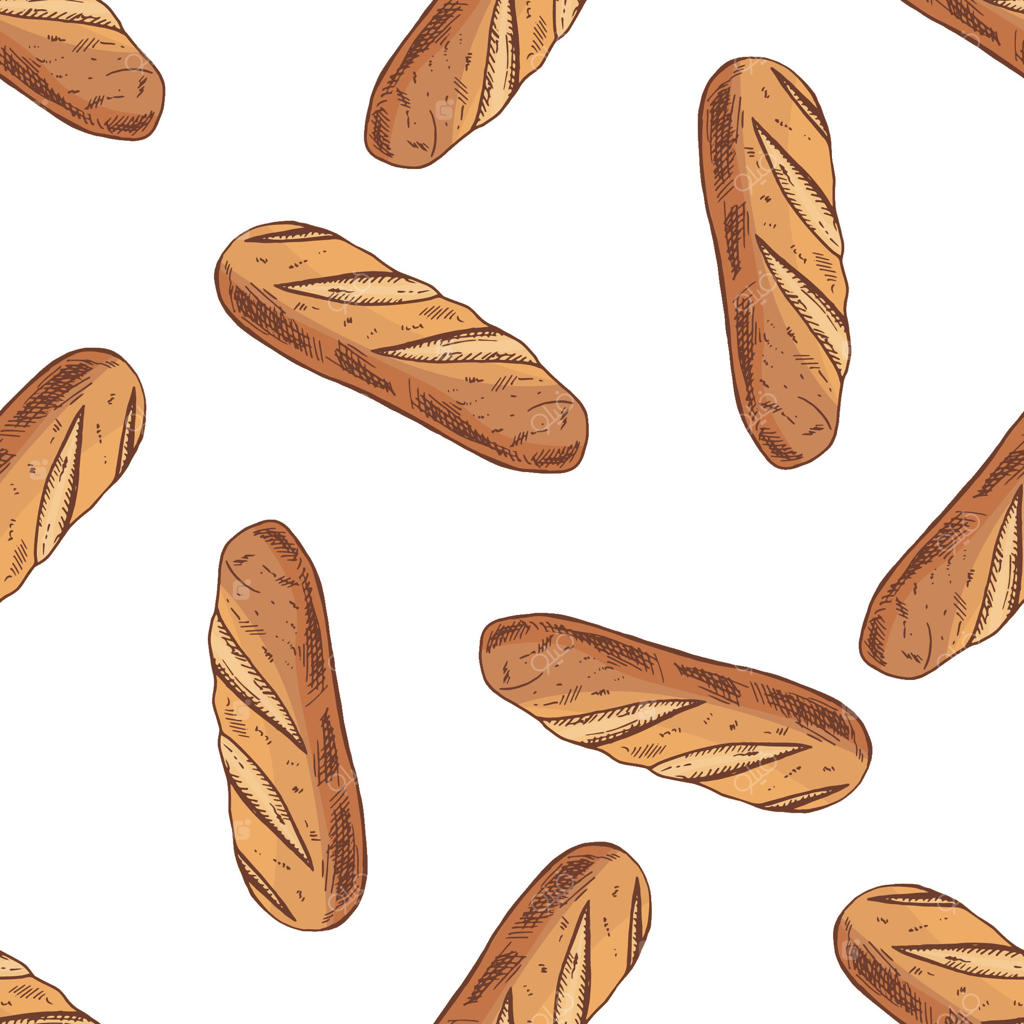 پترن یکپارچه وینتیج نان باگت دست‌کشیده به رنگ قهوه‌ای و بژ، به سبک کلاسیک حکاکی