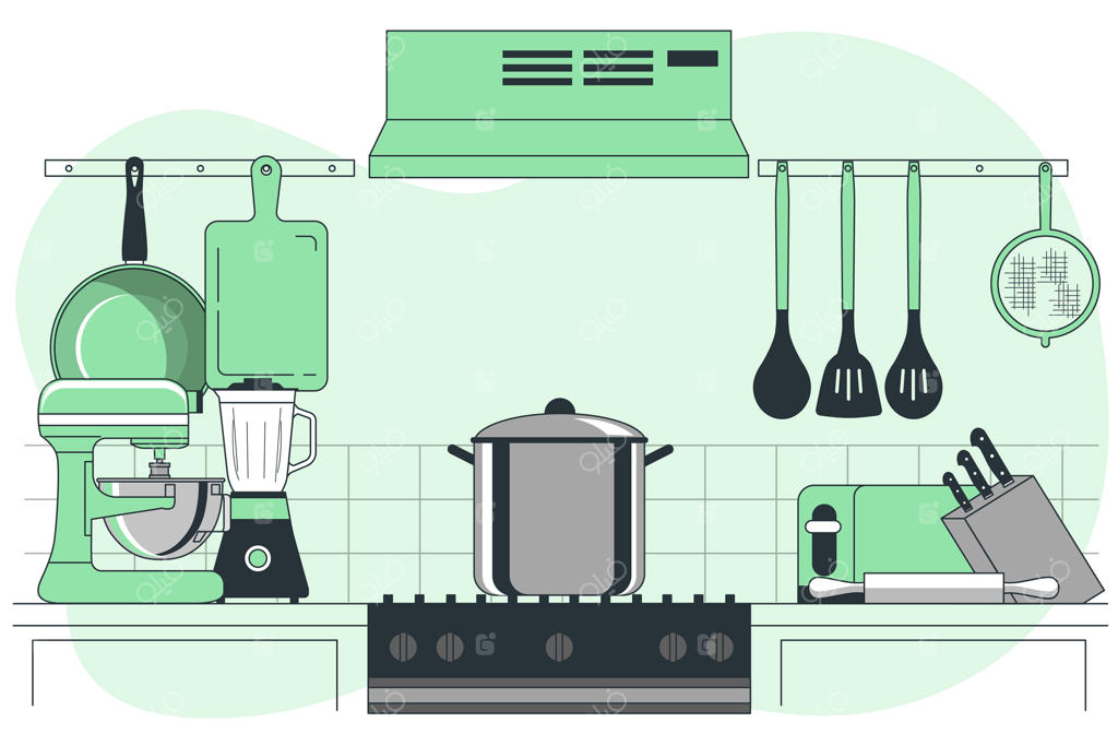تصویرسازی مفهومی از وسایل آشپزخانه