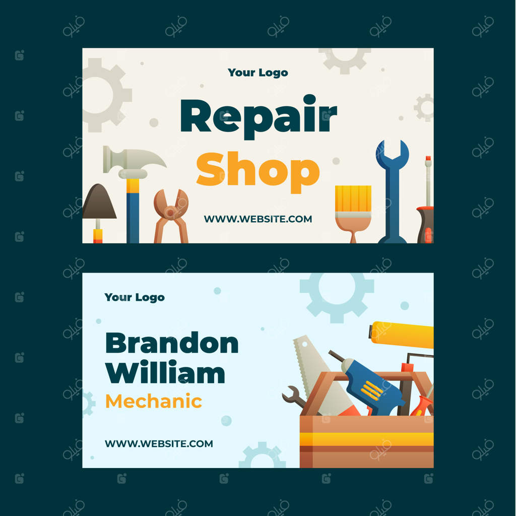 قالب کارت ویزیت افقی برای تعمیرگاه و خدمات خودرو