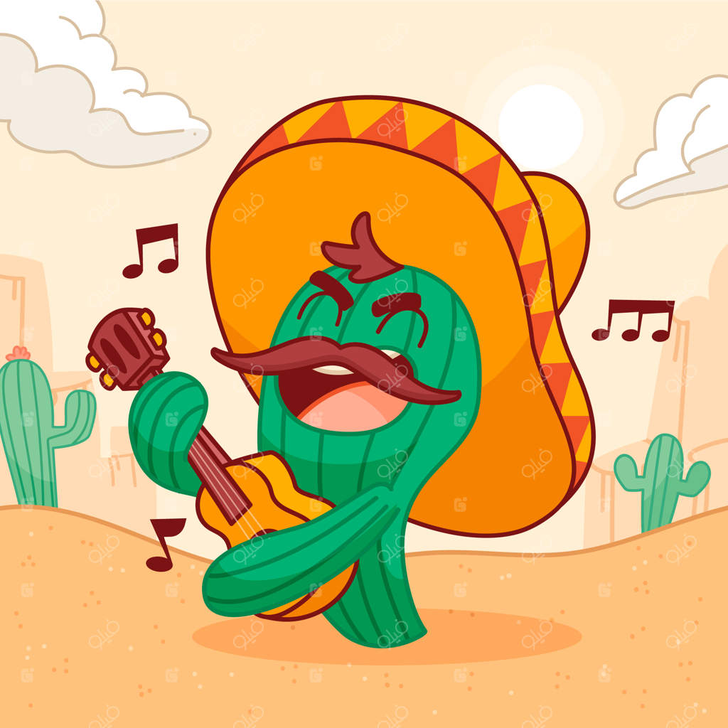 تصویر کارتونی کاکتوس دست‌ساز