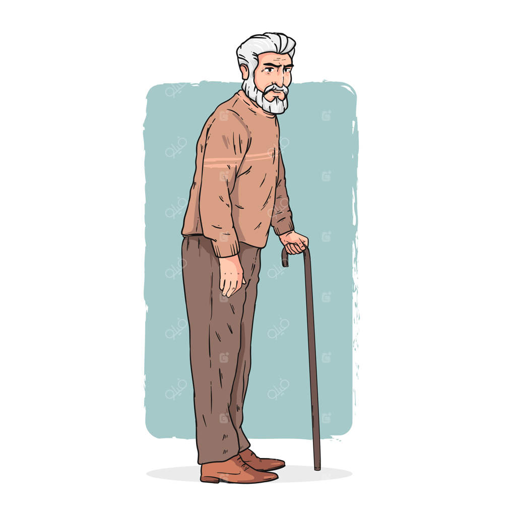 تصویر کارتونی پیرمرد به صورت دستی طراحی شده