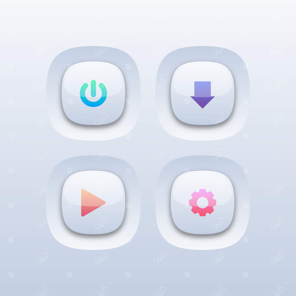 دکمه‌های گرد و رنگارنگ وب مختلف