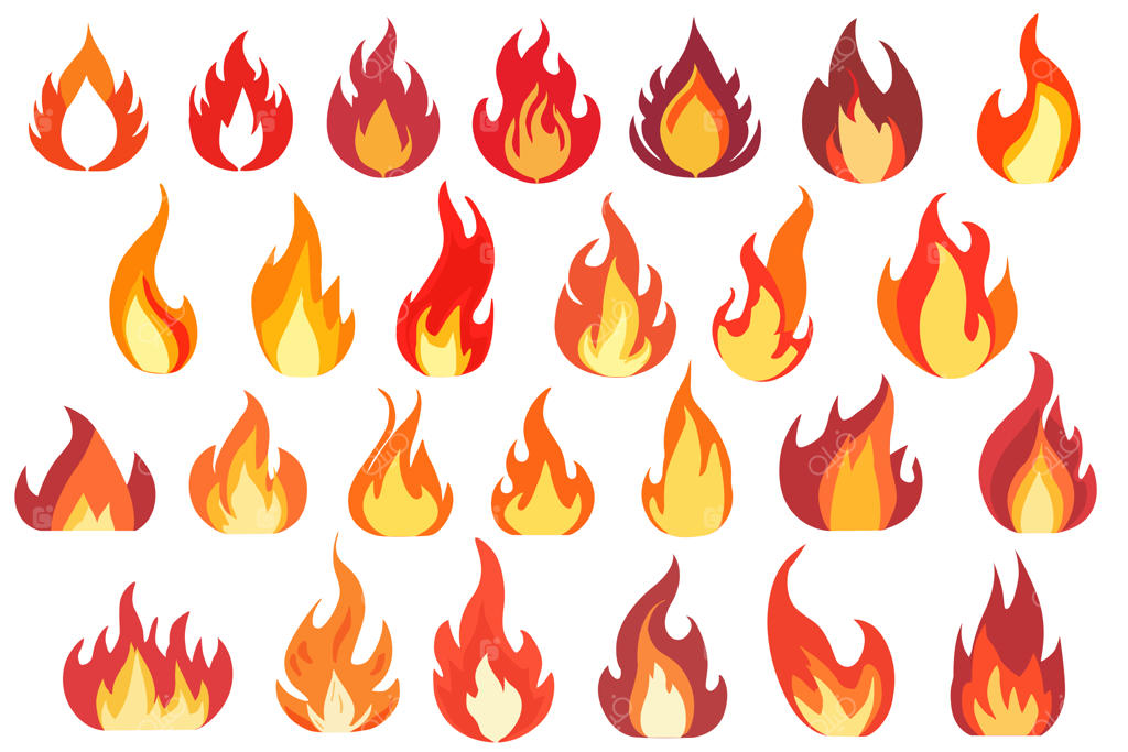 مجموعه تصویرسازی وکتور شعله‌های آتش