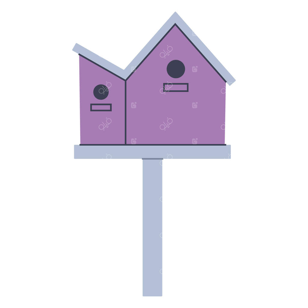 لانه پرنده برای باغ. عنصر گرافیکی ساده برای طراحی‌های بهاری و تابستانی.