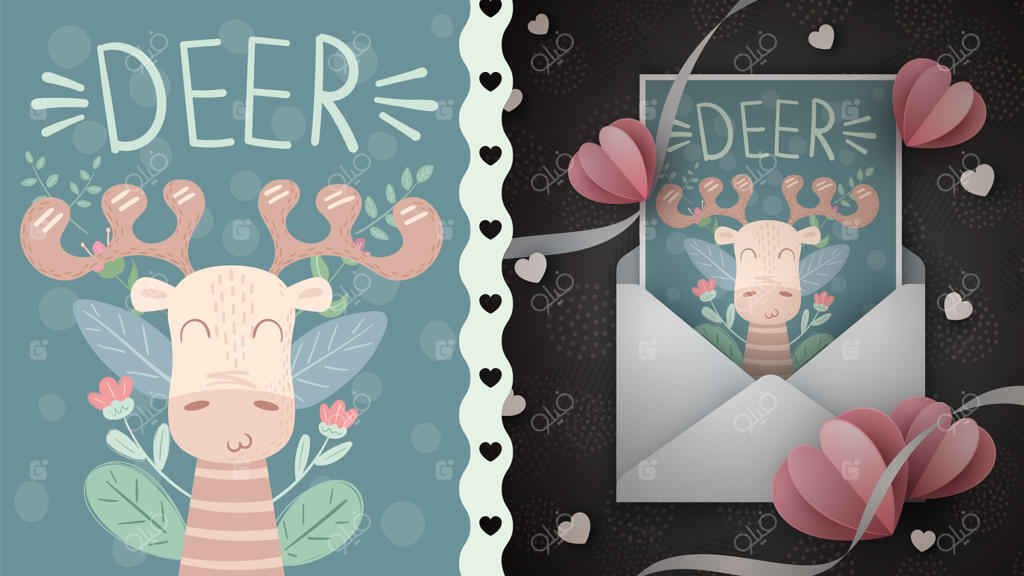 تصویرسازی طرح گوزن بزرگ برای کارت تبریک