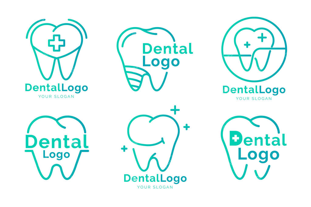 مجموعه لوگوهای دندانپزشکی ساده و خطی