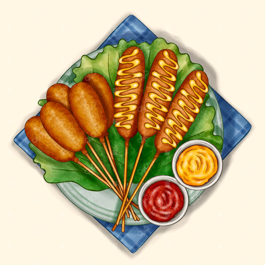 تصویرسازی کورن داگ با آبرنگ