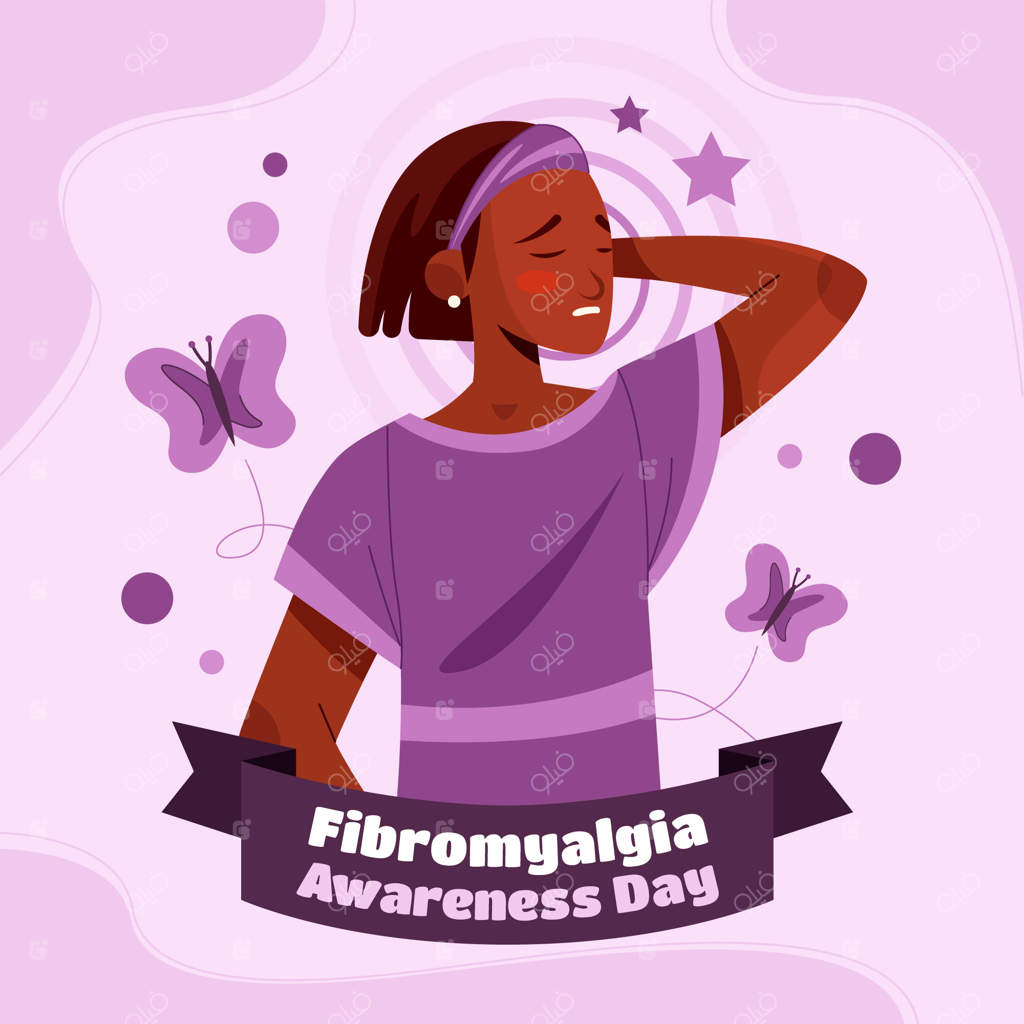 تصویرسازی مسطح برای روز آگاهی از فیبرومیالژیا