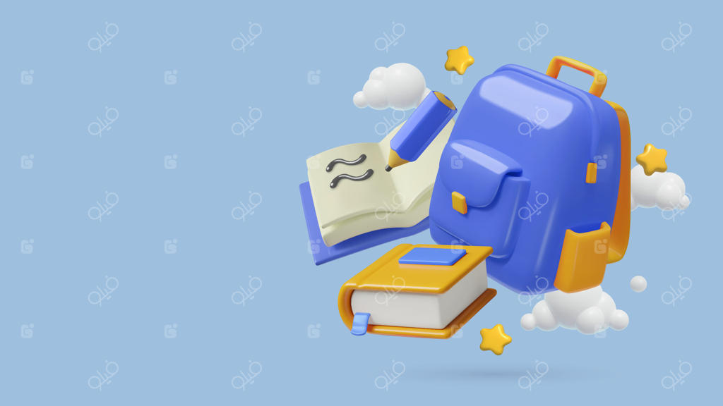 کوله پشتی رنگارنگ و کتاب‌ها برای آموزش خلاقانه - وکتور حرفه‌ای