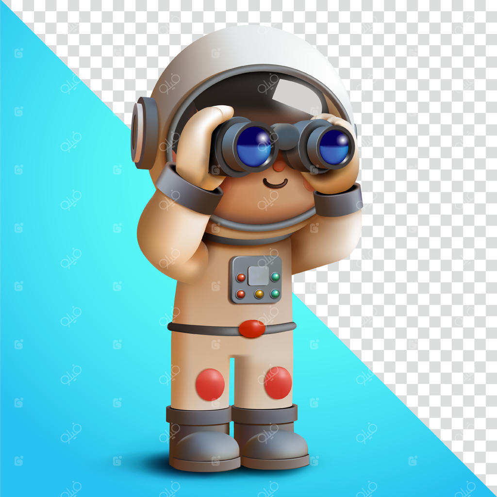 فضانورد با دوربین دوچشمی، سه‌بعدی. مناسب برای آموزش، کاوش و عناصر طراحی