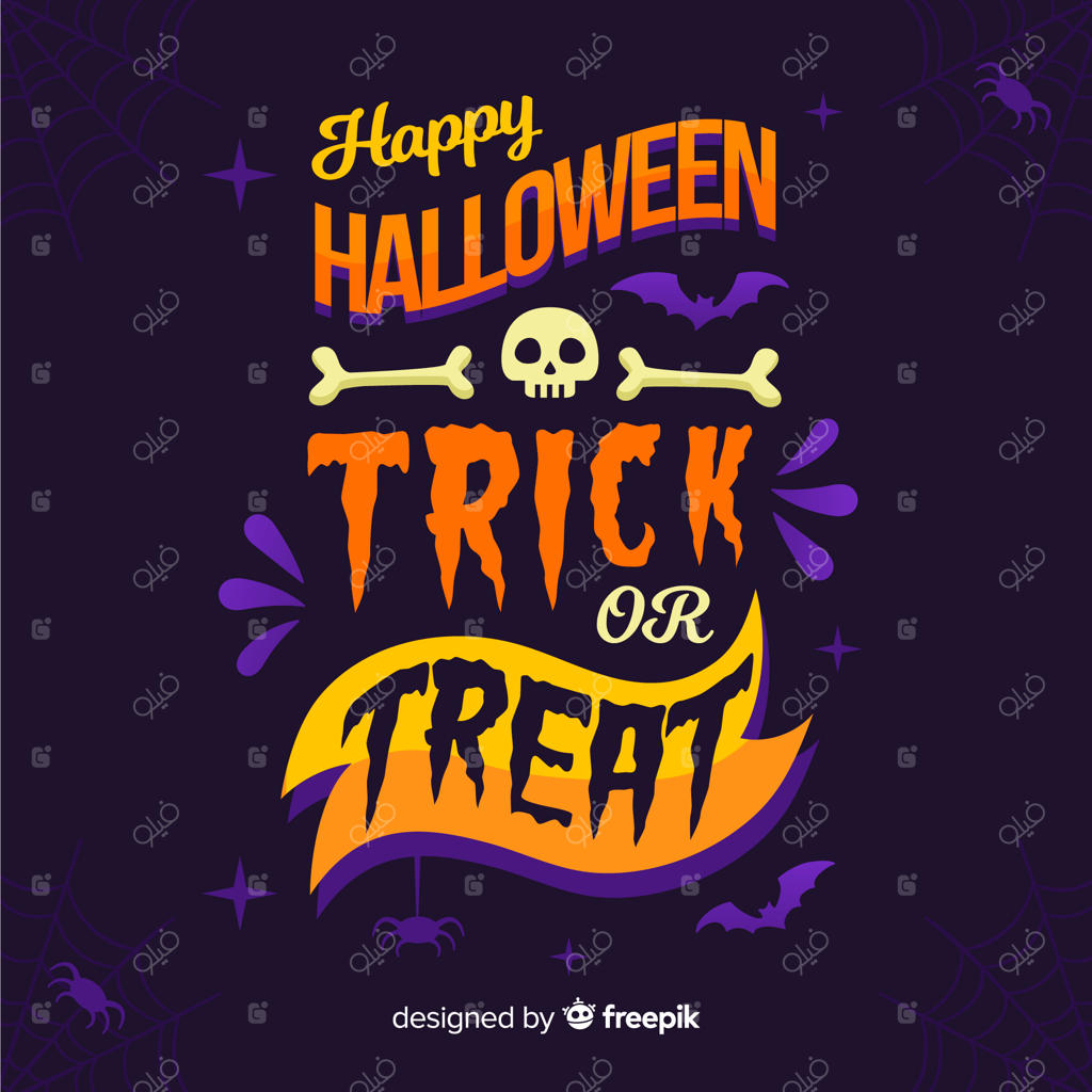 طراحی شعار هالووین مبارک با جمجمه