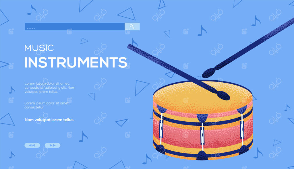 طرح تبلیغاتی طبل کوچک، بنر وب، هدر UI، ورود به سایت.