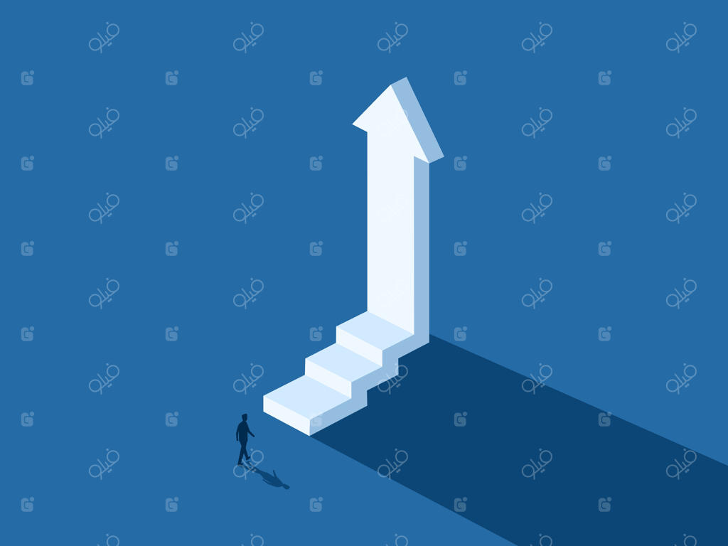 رشد و پیشرفت: مردی که در مسیر پیکان قدم برمی‌دارد