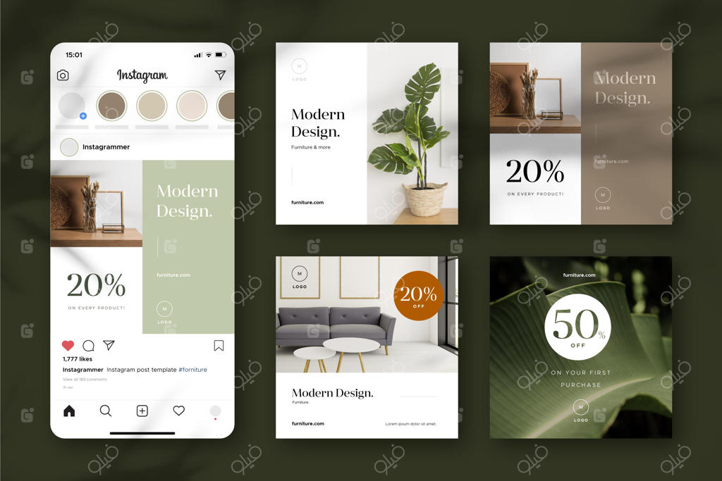 پکیج پست اینستاگرام برای فروش مبلمان همراه با تصویر