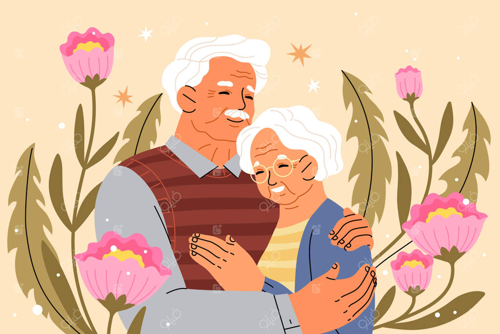 تصویرسازی تخت برای جشن روز بزرگداشت پدربزرگ و مادربزرگ‌ها