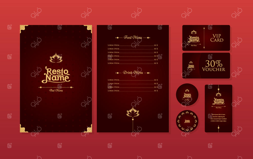 طرح وکتور منوی لوکس رستوران تایلندی