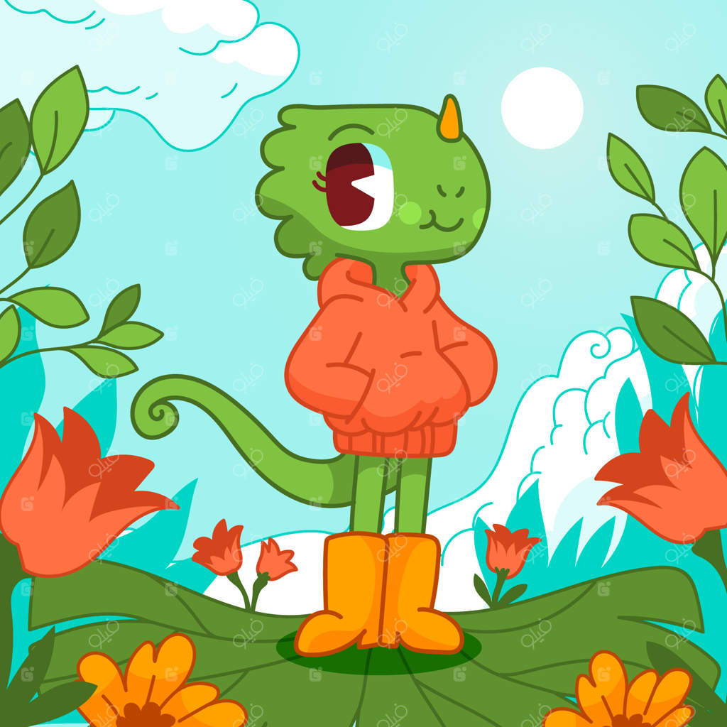 تصویر دستی کارتون آفتاب‌پرست