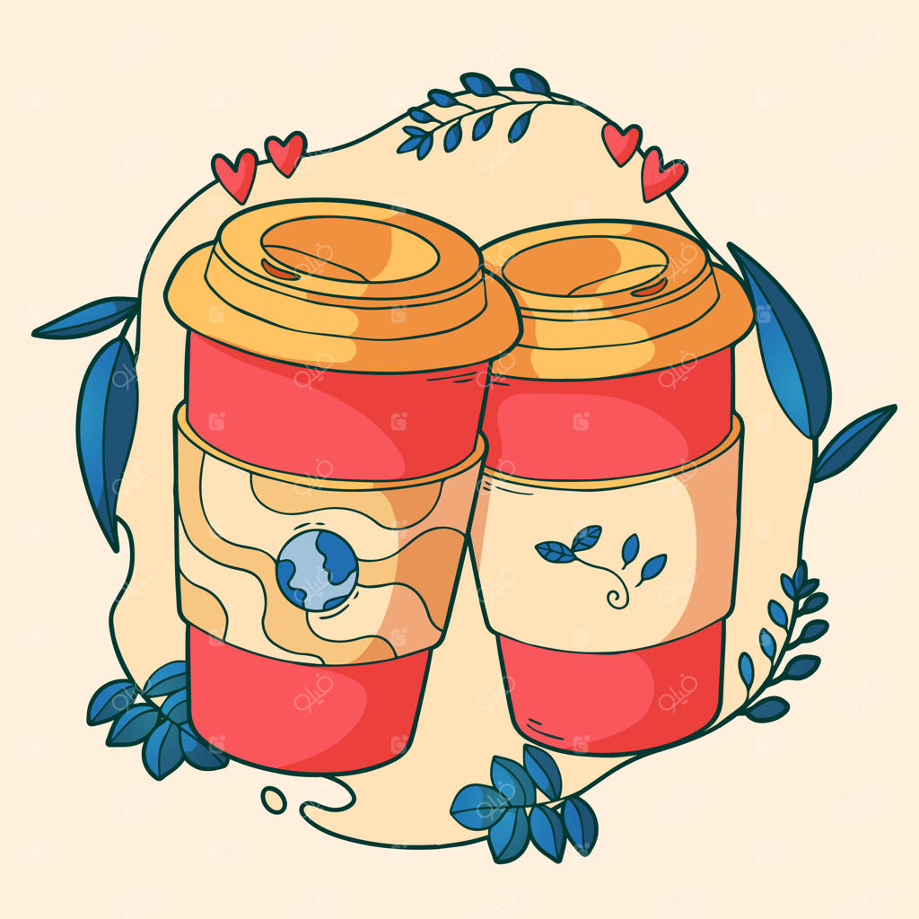 تصویرسازی لیوان سازگار با محیط زیست به صورت دستی绘