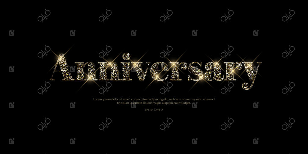 حروف طلایی درخشان بر روی زمینه سیاه، حروف براق.