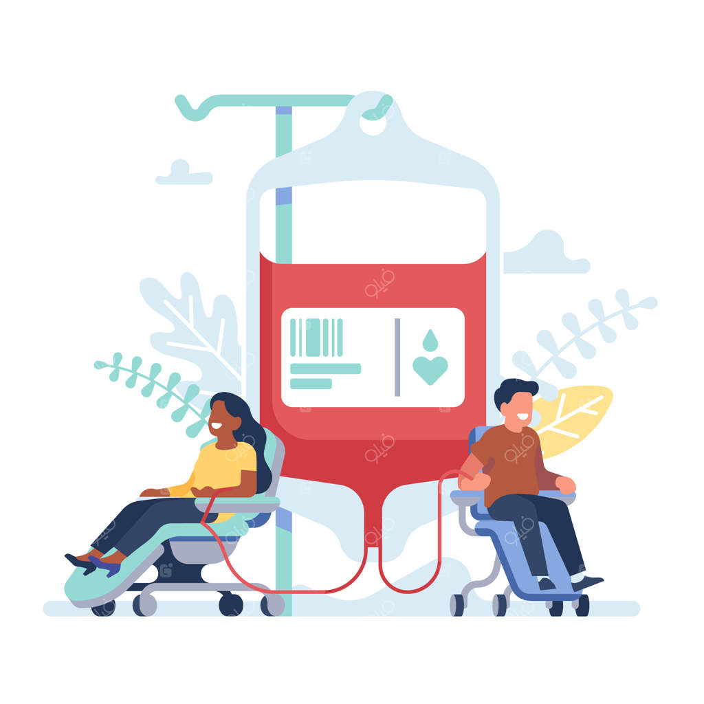 اهدای خون توسط داوطلبان: قطره‌بزرگ انسان‌های کوچک برای انتقال خون، اهداکنندگان در صندلی‌های آزمایشگاهی، کمک‌های بشردوستانه و خیریه، مفهوم بهداشتی و سلامتی