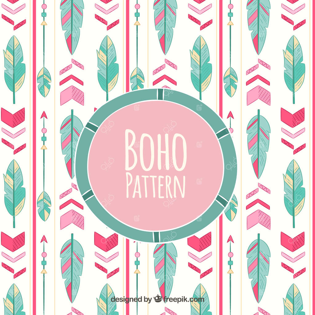 طرح بوهو با پرهای رنگارنگ