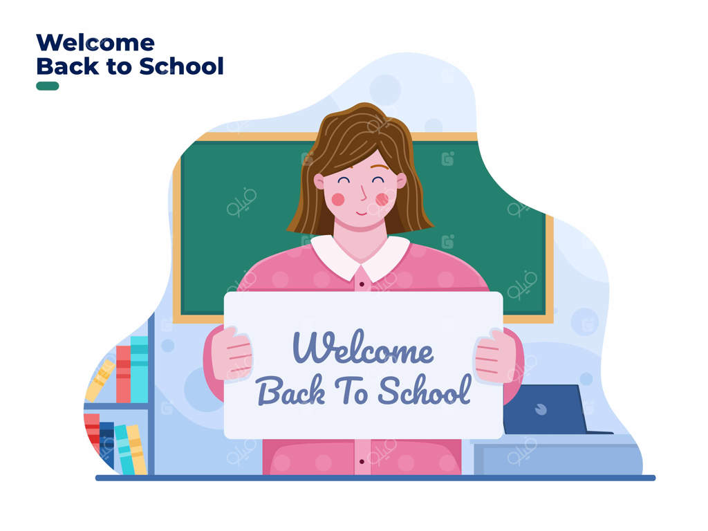 تصویر معلمی که با شادی دانش‌آموزان را به کلاس درس خوش‌آمد می‌گوید