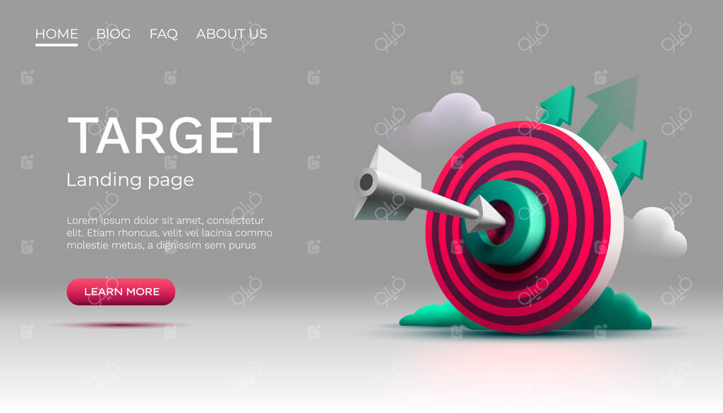 آیکون سه‌بعدی تجارت برای بنر صفحه فرود هدفمند وکتور