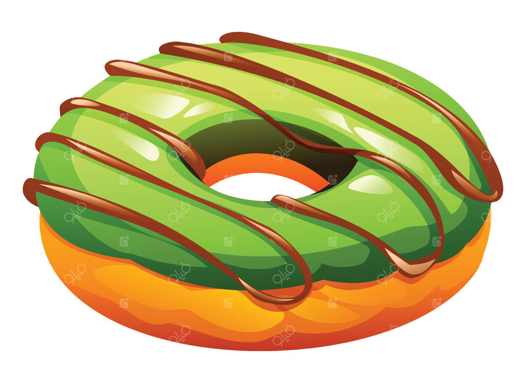 دونات ماچا با لعاب سبز و چکه‌های شکلات غنی - تصویر کارتونی