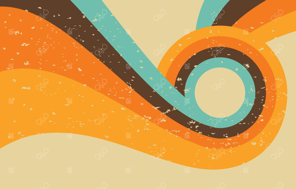 پس‌زمینه‌ی تخت وینتیج با امواج دایره‌ای رنگارنگ ساده