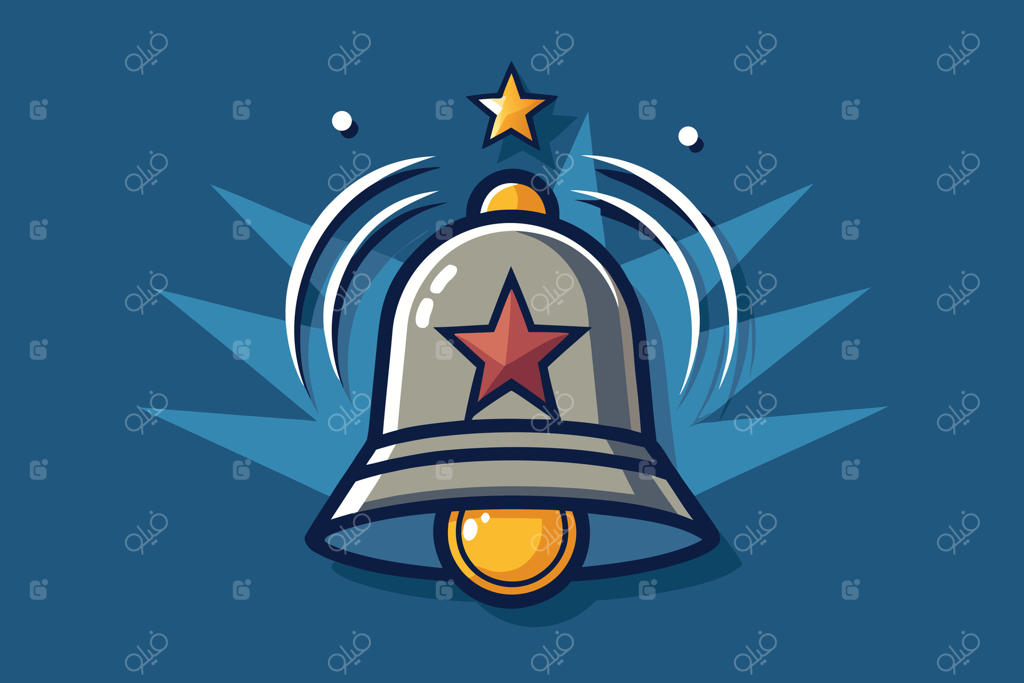 اعلان زنگ با ستاره و پس‌زمینه هندسی